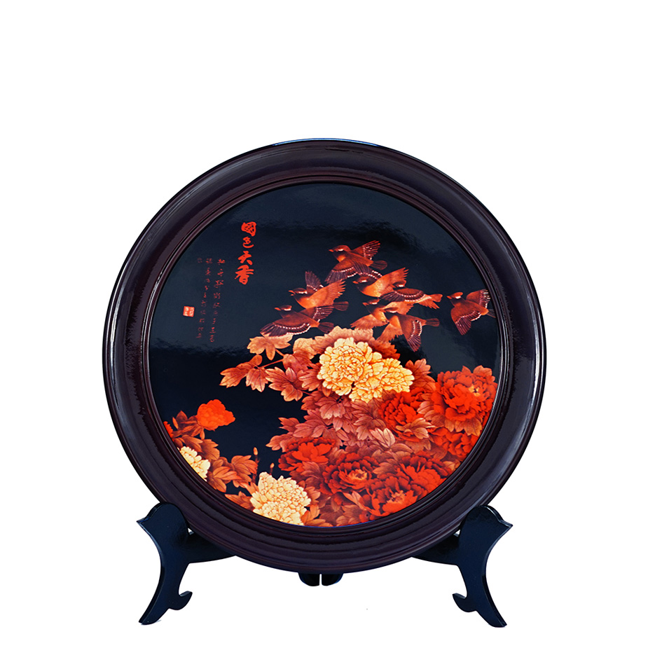 大师监制作品——《国色天香》漆盘 - 重庆山神漆器有限公司